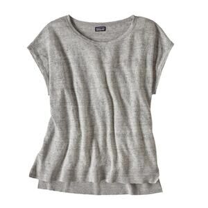 Patagonia Women's Lightweight Linen Tee Top in Heather Gray, XS